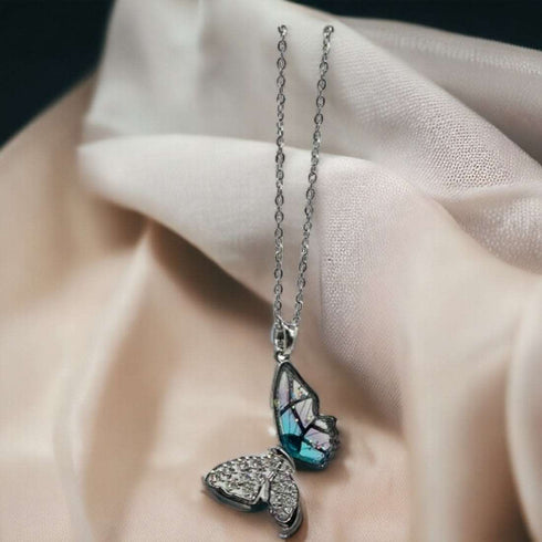 Glimmering Butterfly Pendant Necklace - D51 - 1